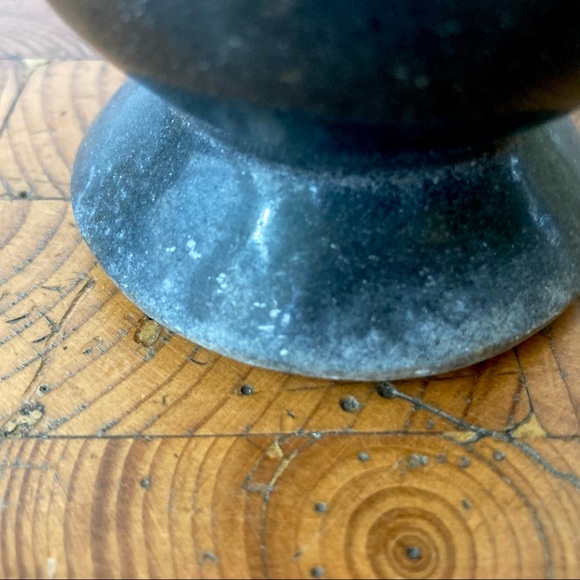 Vintage Black Carved Stone Vase India - Picture 7 of 10